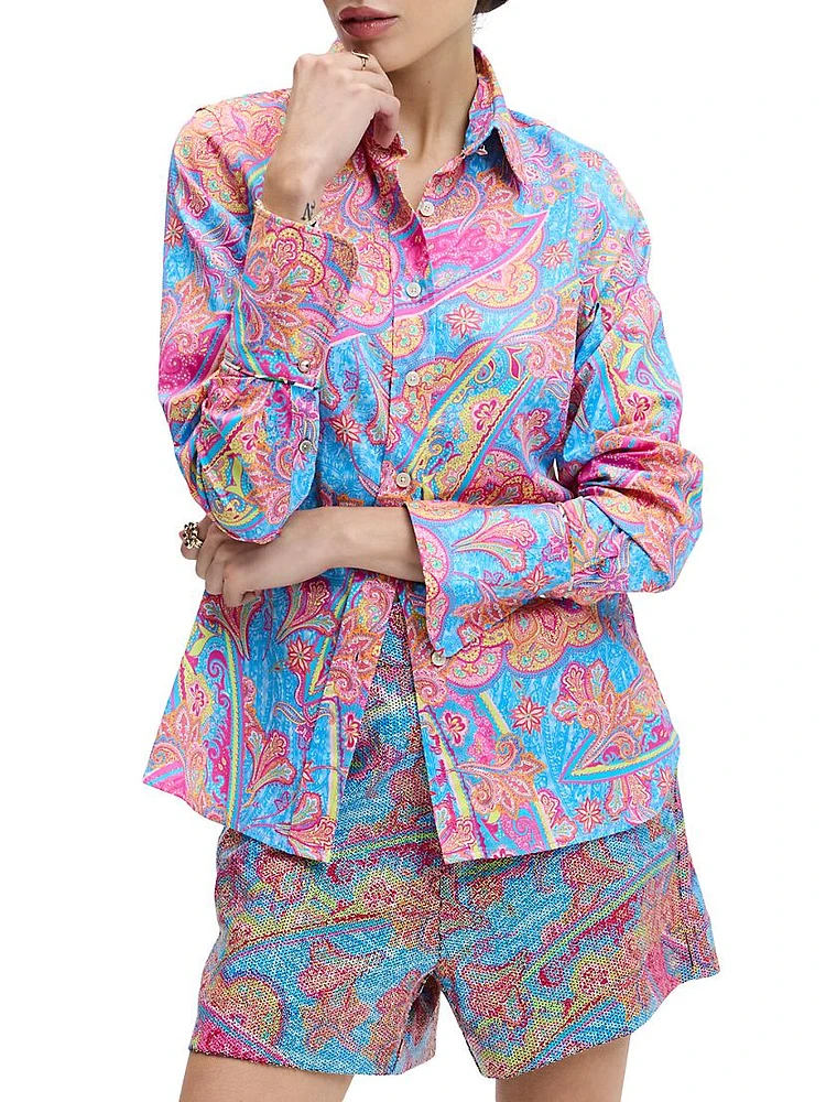 Priscilla Paisley Stretch-Cotton Shirt