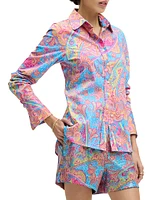 Priscilla Paisley Stretch-Cotton Shirt