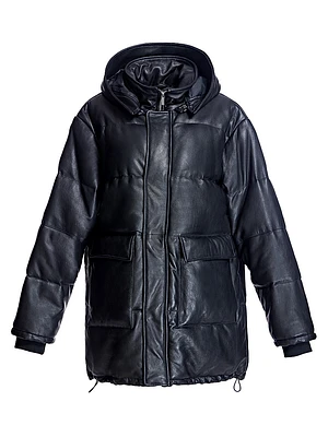Men's Hooded Leather Coat