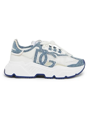 Mixed-Media Low-Top Sneakers