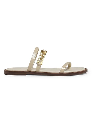 Juliet Glossy Leather Flat Sandals