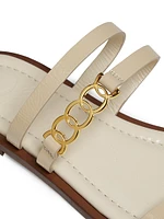 Juliet Glossy Leather Flat Sandals