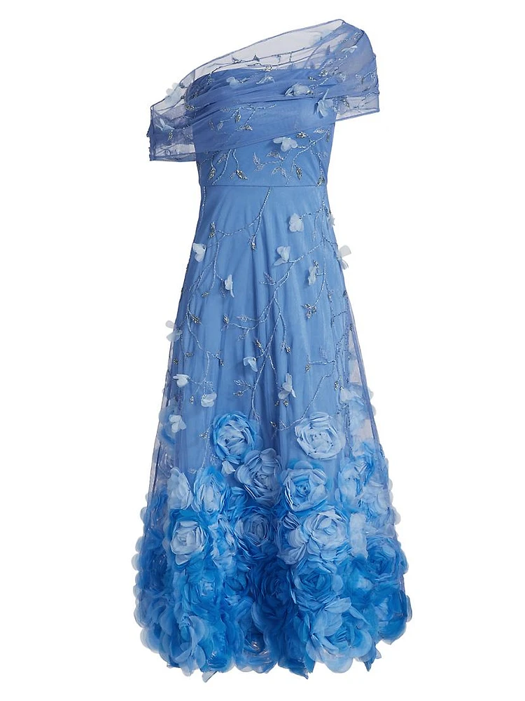 Meredith Floral One-Shoulder Cocktail Dress