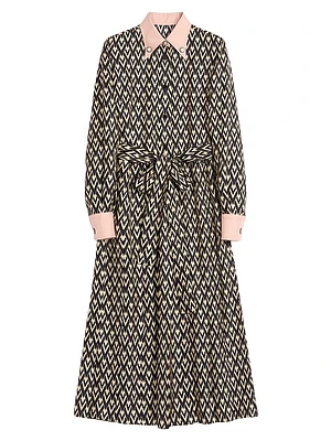 Twill Toute La V Midi Dress