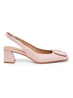 Lemon 50MM Buckle-Detailed Leather Slingback Pumps
