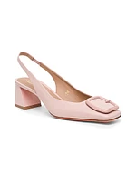 Lemon 50MM Buckle-Detailed Leather Slingback Pumps