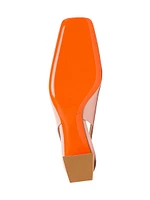 Lemon 50MM Buckle-Detailed Leather Slingback Pumps