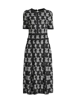 Intarsia-Knit Cotton Fit & Flare Midi-Dress