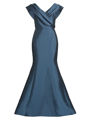 Pleated Off-The-Shoulder Gown