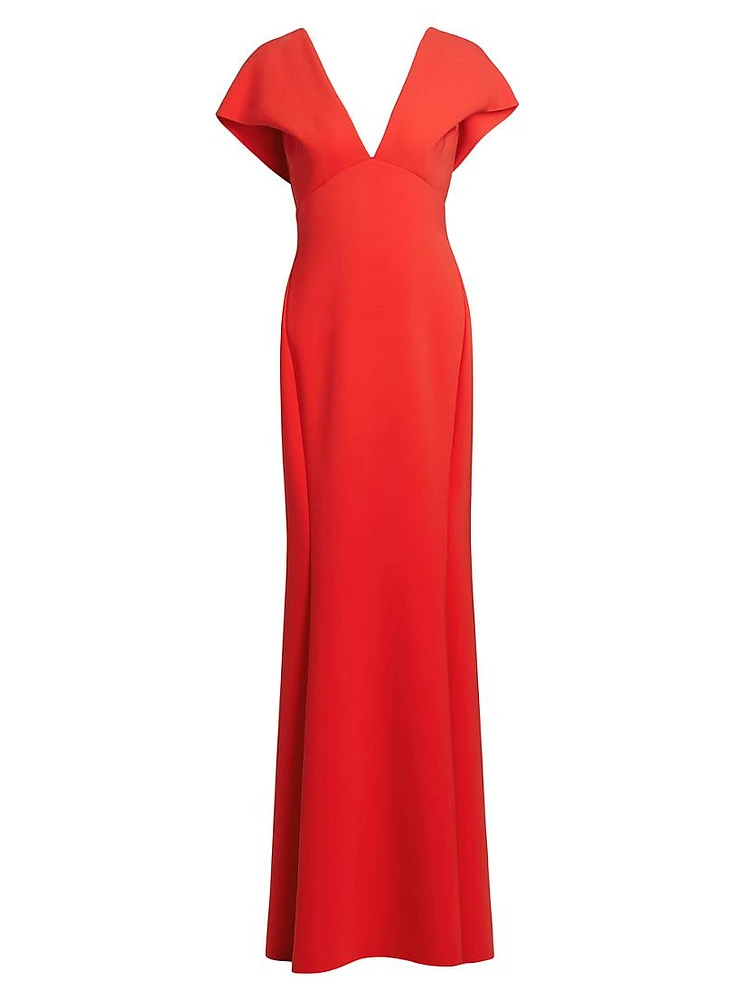 Crêpe V-Neck Mermaid Gown