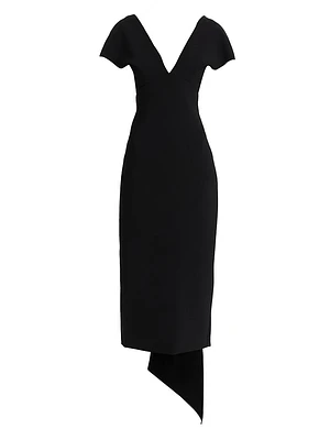 Draped V-Neck Cocktail Dress
