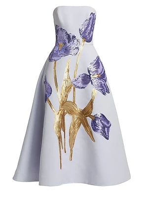 Sequin Floral Strapless Cocktail Dress