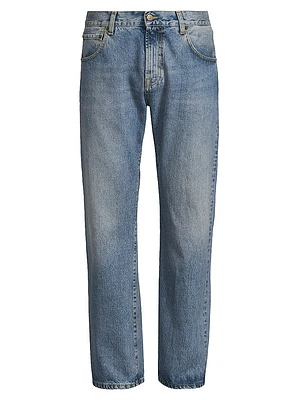 Dreamweaver Washed Denim Mid-Rise Straight-Leg Jeans