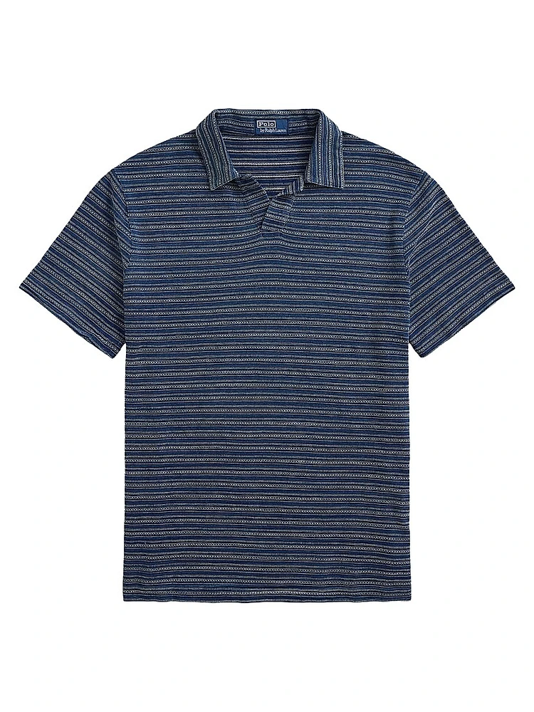 Striped Slub Jersey Polo Shirt