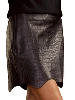 Croc-Embossed Leather Miniskirt