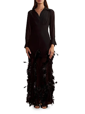 Metallic Fringe Embellished Georgette Dress