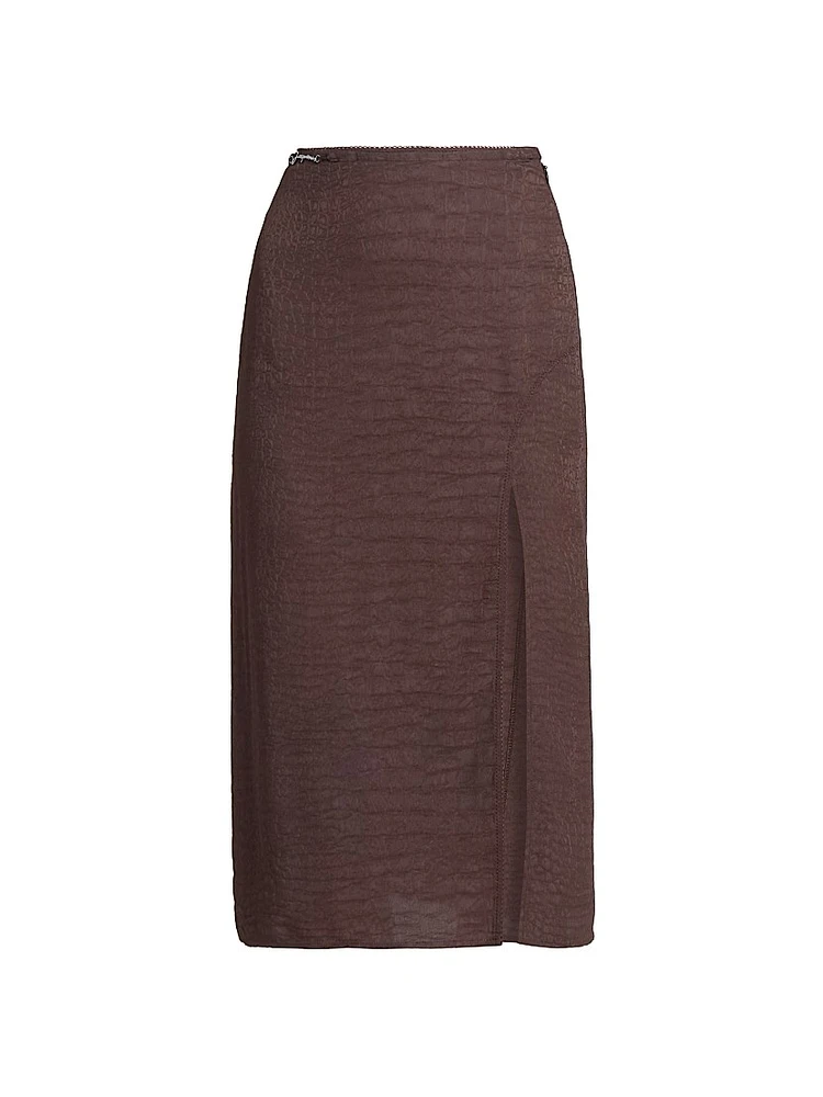 Notte Logo-Detailed Textured Midi-Skirt