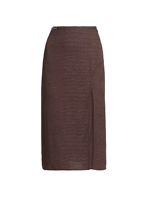 Notte Logo-Detailed Textured Midi-Skirt