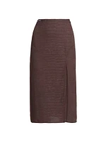 Notte Logo-Detailed Textured Midi-Skirt