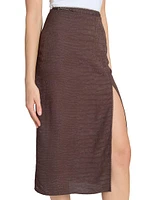 Notte Logo-Detailed Textured Midi-Skirt