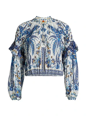 Ana Tapestry Cotton-Blend Blouse