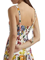 Greek Garden Floral Linen-Blend Maxi Dress