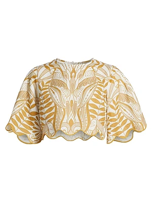 Lace Nature Scallop-Trimmed Crop Blouse