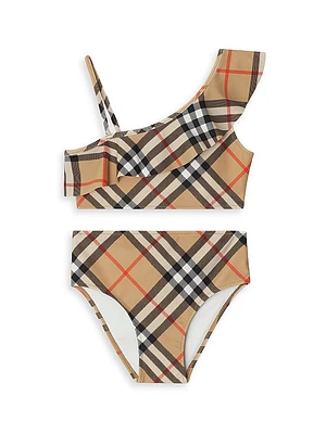 Little Girl's & Asla Heritage Check 2-Piece Bathing Suit