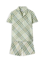 Little Boy's & Check Short-Sleeve Button-Up Shirt
