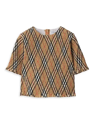 Baby Girl's, Little Girl's & Madeline Smocked Check Top