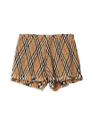 Baby Girl's, Little Girl's & Remy Smocked Check Shorts