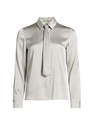 Brady Self-Tie Button-Front Blouse