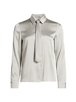 Brady Self-Tie Button-Front Blouse