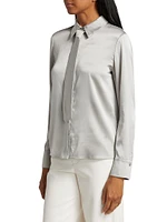 Brady Self-Tie Button-Front Blouse