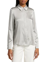 Brady Self-Tie Button-Front Blouse