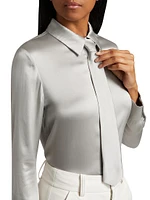 Brady Self-Tie Button-Front Blouse
