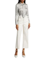 Brady Self-Tie Button-Front Blouse