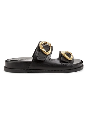 Olga Buckle-Accented Leather Sandals