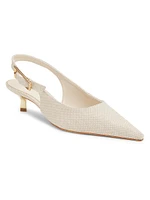 Ciara 50MM Linen Kitten-Heel Pumps