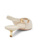 Ciara 50MM Linen Kitten-Heel Pumps