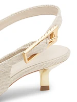 Ciara 50MM Linen Kitten-Heel Pumps