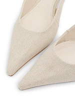 Ciara 50MM Linen Kitten-Heel Pumps