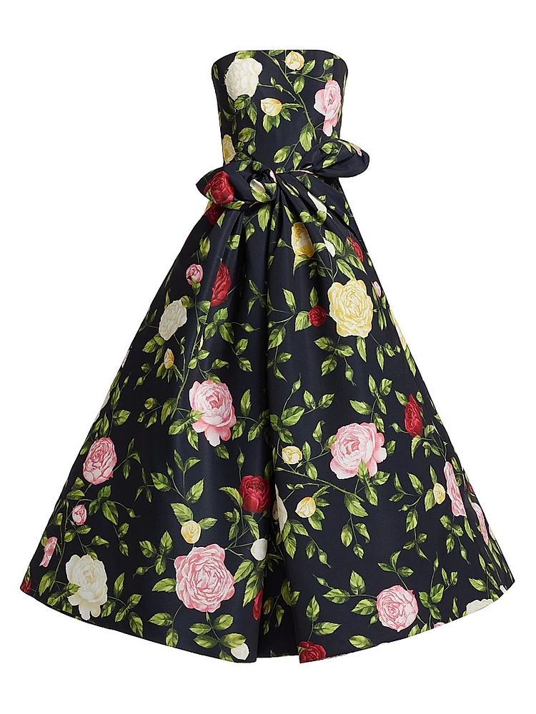 Floral Bow-Detail Midi-Dress