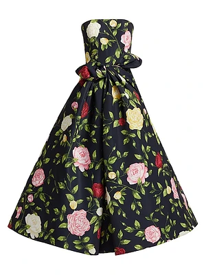 Floral Bow-Detail Midi-Dress