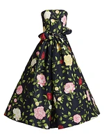 Floral Bow-Detail Midi-Dress