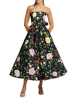 Floral Bow-Detail Midi-Dress