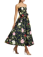 Floral Bow-Detail Midi-Dress