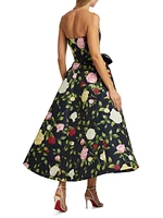 Floral Bow-Detail Midi-Dress