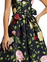 Floral Bow-Detail Midi-Dress