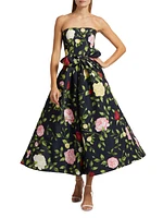 Floral Bow-Detail Midi-Dress